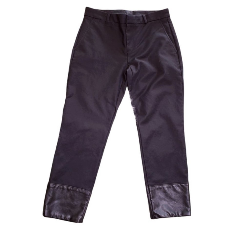 Banana Republic Black Dressy Cropped Capri Pants Size 25 Vegan Leather Trimmed